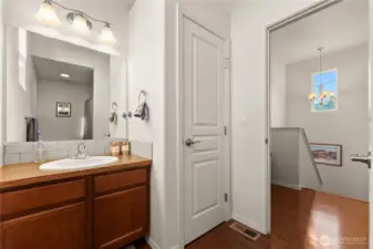 3/4 bath upstairs, conveniently located off the bedroom.