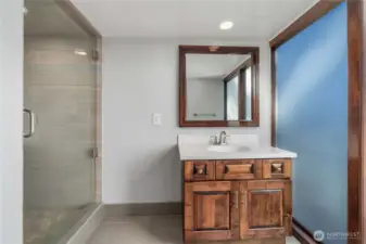 Here's the 3/4 bath off of the flex room downstairs.