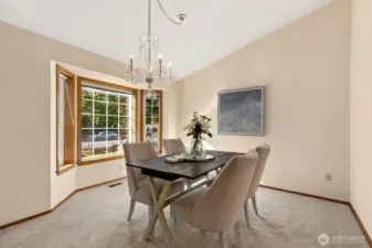 Designated dining space offers lots of room.
