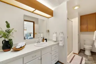 Primary ensuite offers 3/4 bath with more storage!