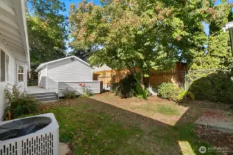 Another view of backyard space, looking back to detached shop. AC too!
