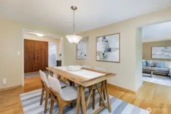 Elegant formal dining room in Broadview single-level home, ideal for entertaining.