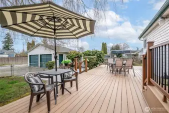 Beautiful, brand new, backyard Trex deck