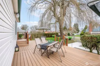 Deck spans the length of the home