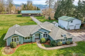 Aerial view of property looking east