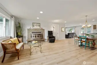 Cozy wood burning fireplace