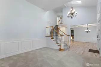 View of living room through to dining room