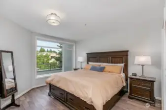 Large primary suite with remodeled bathroom.  Walk-in closet.