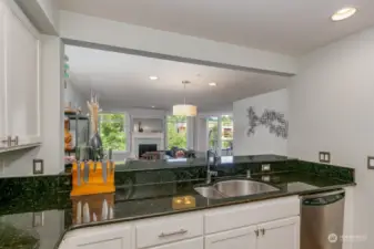 Looking out to dining area and living room.