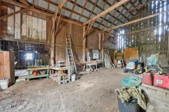 interior of barn.