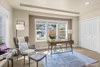 Main floor bedroom, also makes an amazing home office!