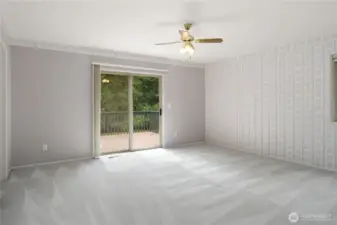 Primary Bedroom with slider door to the deck.