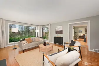 Big living room with big windows.