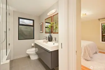 Full bath on main has heated floors.