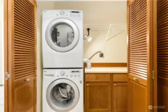 Handy in-unit laundry. Other updates include efficient in-floor radiant heat and a tankless water heater!