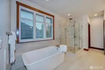 Large Soaking Tub & Roomy Step-In Shower