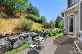 Another view of patio, and partial view of backyard.