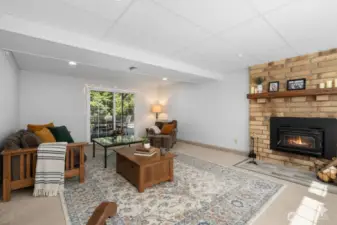 Cozy Family room leads out to backyard