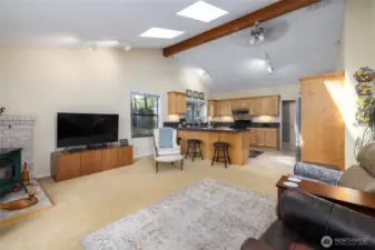 Living room looking into the kitchen