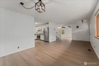 Dining room has multifunction space