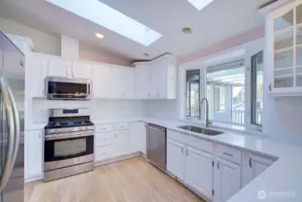 Great kitchen with skylights.