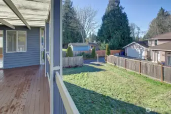 Overlooking fully fenced backyard.