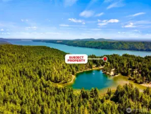 Stetson Lake with Hood Canal in the background.