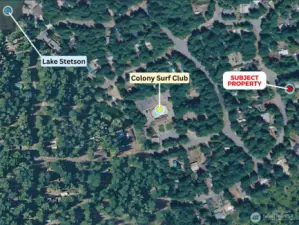 Relation of subject property to Community Building and Lake Stetson