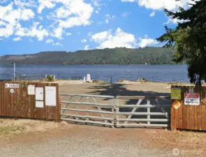 Private beach and boat launch.