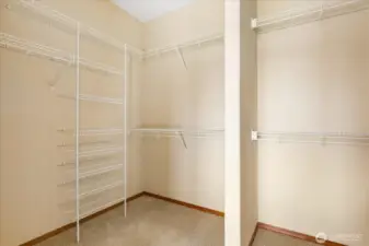 Large, walk-in closet in primary bedroom