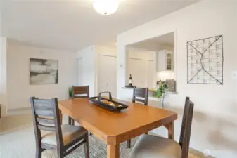 Dining room is close to the kitchen for ease of serving.