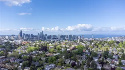 Drone photo from the house looking towards Seattle. Minutes to downtown - Walk score of 97! What a neighborhood!