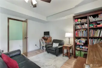 Lower level family/rec-room with half bathroom.