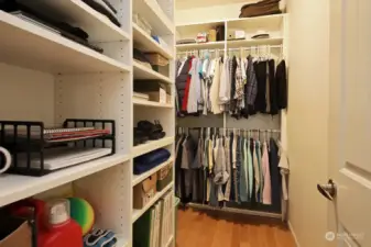 Interior view of your walk in closet. Plenty of adjustable shelving to make it yours!