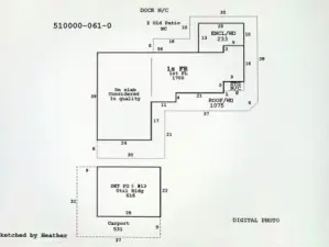 tax assessor sketch of puildings, including hot tub room and porches from pierce county website