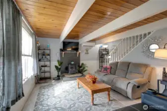 Cozy living room with propane stove