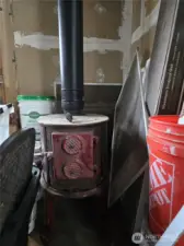 Wood stove in bonus room