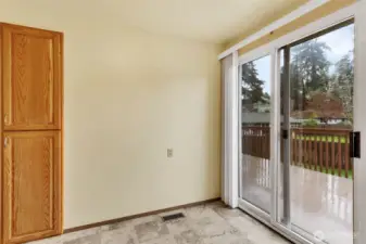 Slider to backyard deck from kitchen.