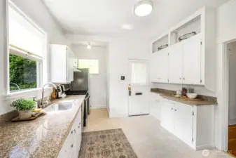The kitchen has something new and something old.