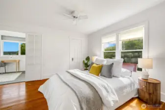 The second bedroom, the first of two upstairs.