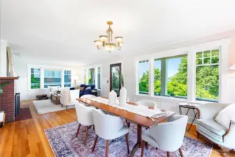The verdant vistas and rich, warm wood floors compliment each other perfectly.