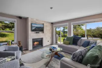 Wood Burning Fireplace with Italian Stone Tiling