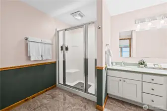 Shower in primary bathroom.