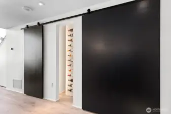 Custom-built wine  rack with sliding door