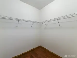 Inside closet with wire racks.