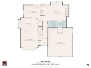 Main-floor Floorplan - measurements are approximate; see the assessor's site for more accurate data.