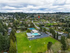 The house is just up the street from the community pool, tennis courts, playground, and playfield.