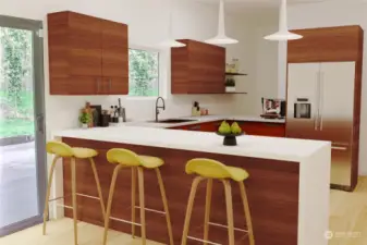 Potential Mid Century Modern Kitchen Remodel Virtual Photo.