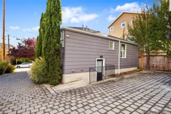 Off-street parking space with direct entrance to home.