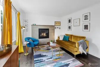 Beautiful hardwood floors, gas fireplace, lots of natural light make this an inviting space to hang out.